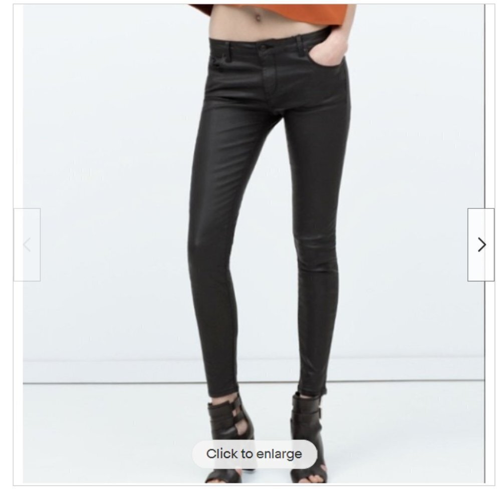 ZARA Black Coated Skinny Jeans - Size 6